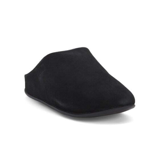 FITFLOP Black Suede Chrissie Shearling Slippers - Picture 1 of 2